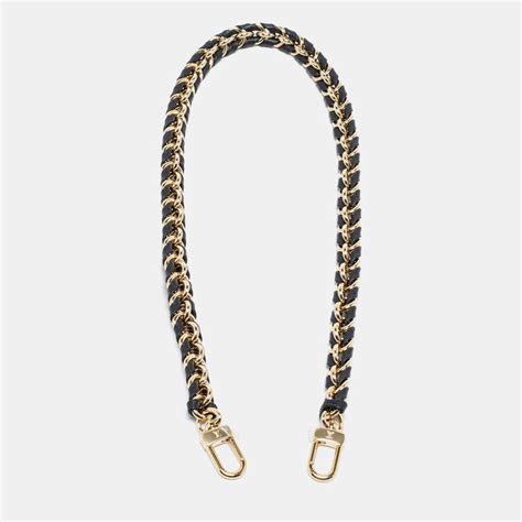 louis vuitton black braided leather chain shoulder bag strap